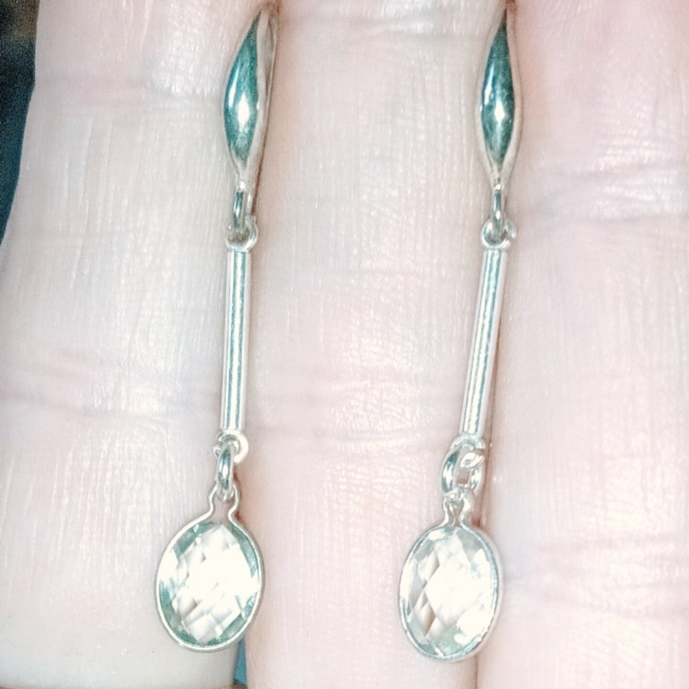 Natural Prasiolite Sterling Silver Earrings
